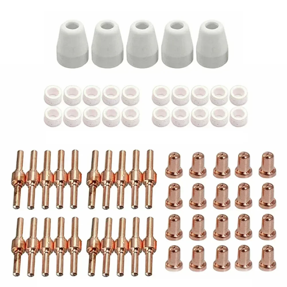 65 punte per elettrodi per taglierina al plasma PT-31 Set kit tappo di protezione in ceramica in rame e plastica per parti della torcia da taglio