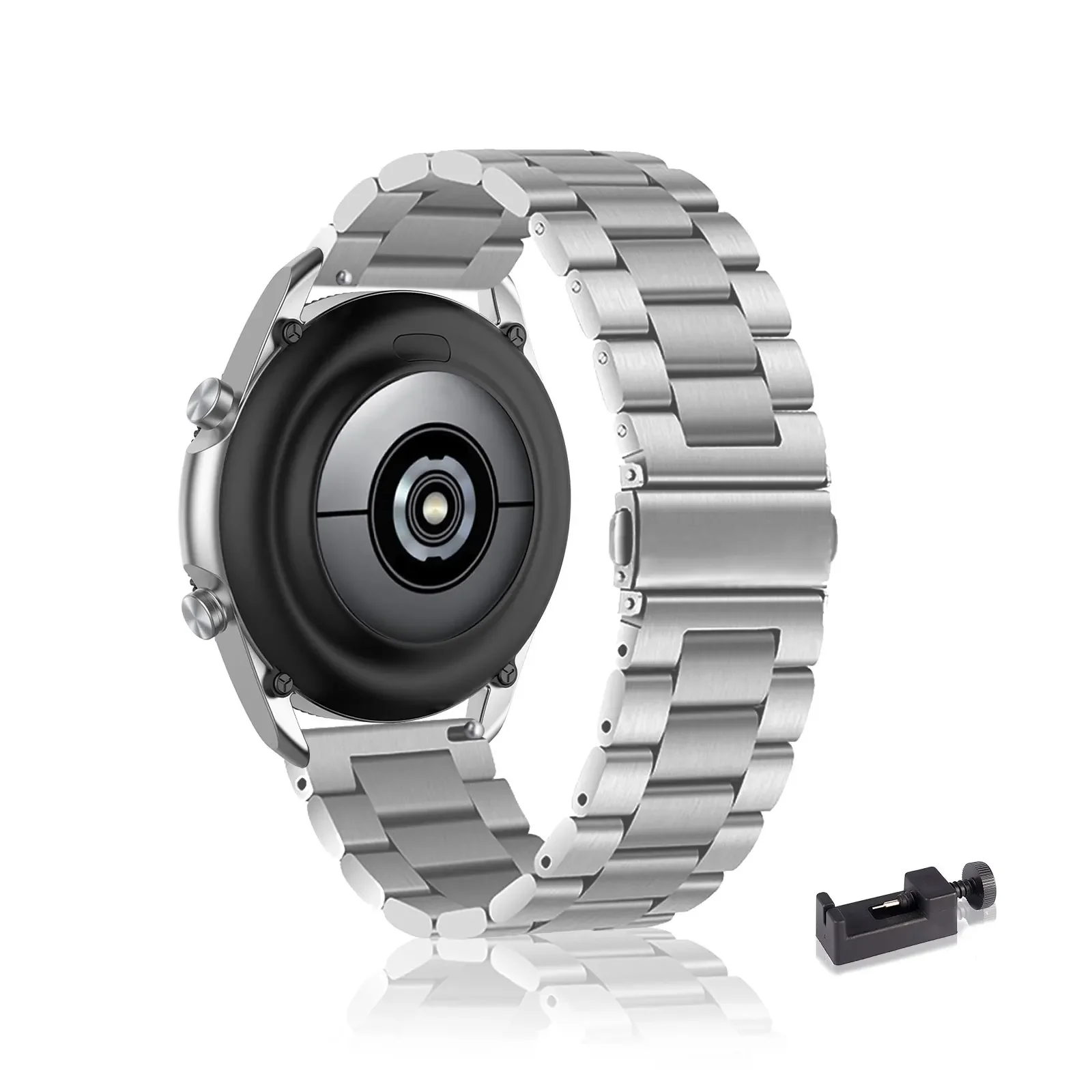

Stainless Steel Bands for Samsung Galaxy Watch 3 45mm Band, Three Columns Metal Replacement Strap