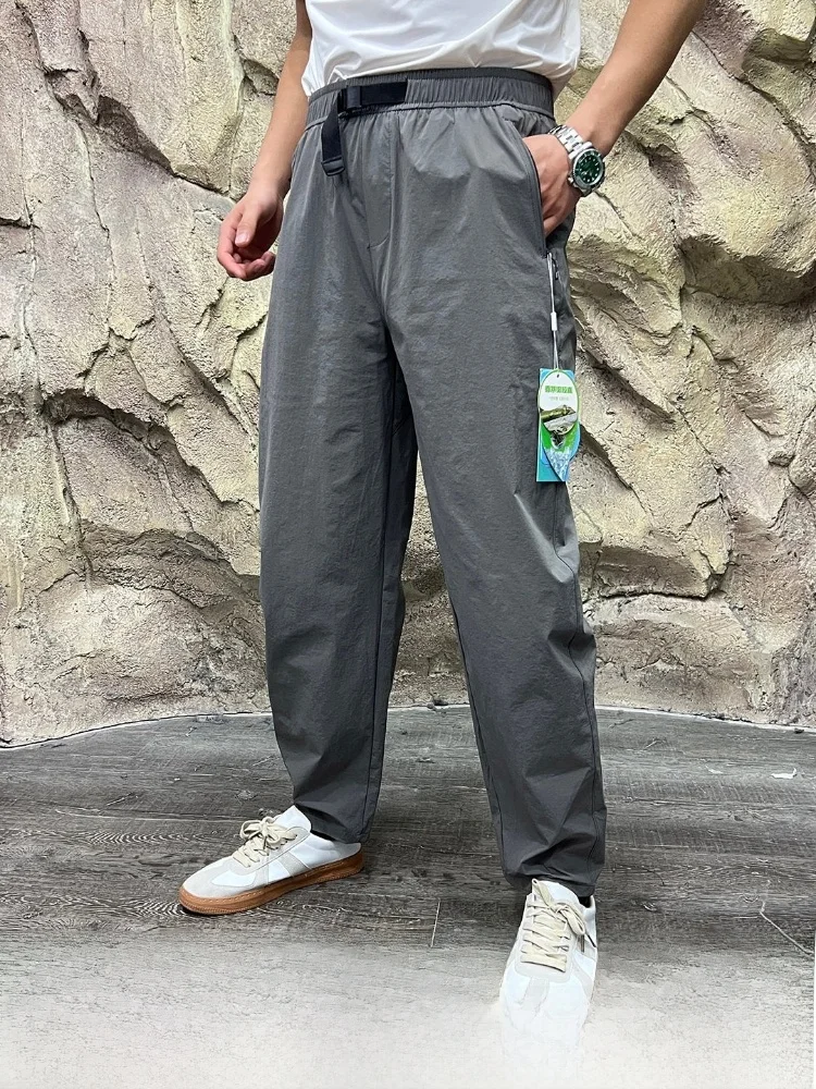 

Технология Cool Sensation! Весна 2026: Унисекс брюки для активного отдыха из ледяного шелка, быстросохнущие, водонепроницаемые, с эластичным поясом, прямого кроя