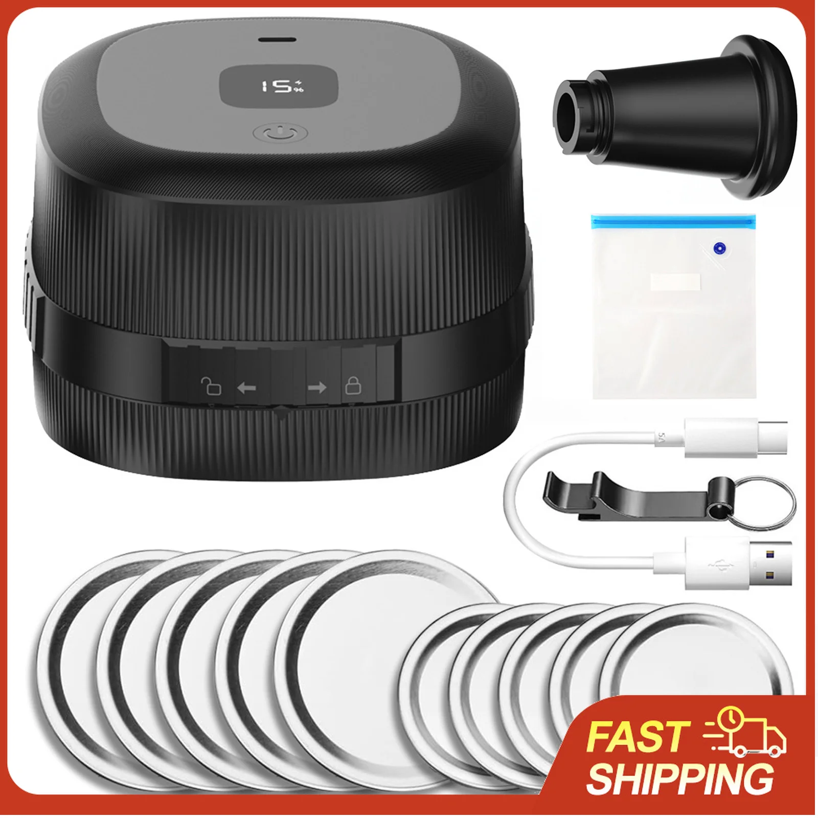 

Электрический вакуумный упаковщик для банок Mason Jar, 60 кПа, беспроводная вакуумная машина для консервирования, хранения продуктов или ферментации