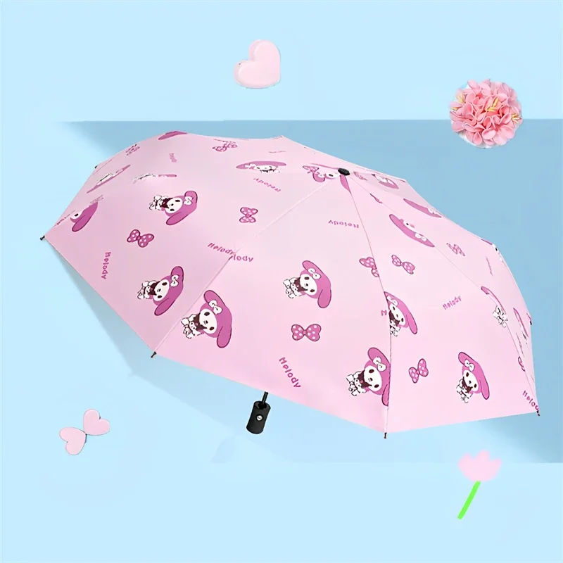 

Sanrio Kawaii My Melody Umbrella Cartoon Cinnamoroll Folding Sunny and Rain Dual-use Automatic Umbrella Cute Sunscreen Parasol