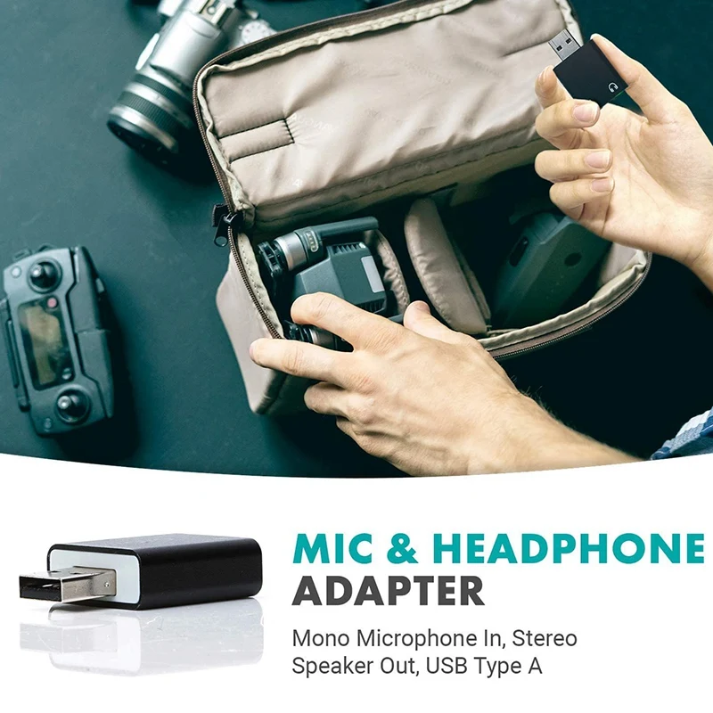 

Микрофон TRS 3,5 мм к стереоаудио Адаптер внешней звуковой карты USB 2.0 для ПК и Mac USB-вход к наушникам TRS 3,5 мм-N36R