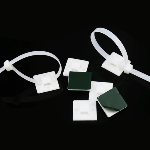 Imagen 2 del producto Base de montaje de cables de nailon, autoadhesiva abrazadera de pared, fijación de asiento de coche, ventosa de posicionamiento, doble pegamento, 50 unidades