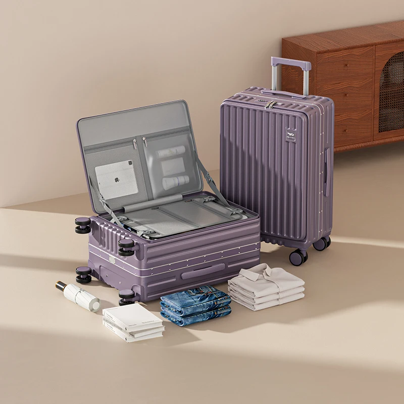 

Side Opening Multi-Functional Suitcase Aluminum Frame Luggage PC Large-capacity Silent Wheels Password Box Travel Trolley Case