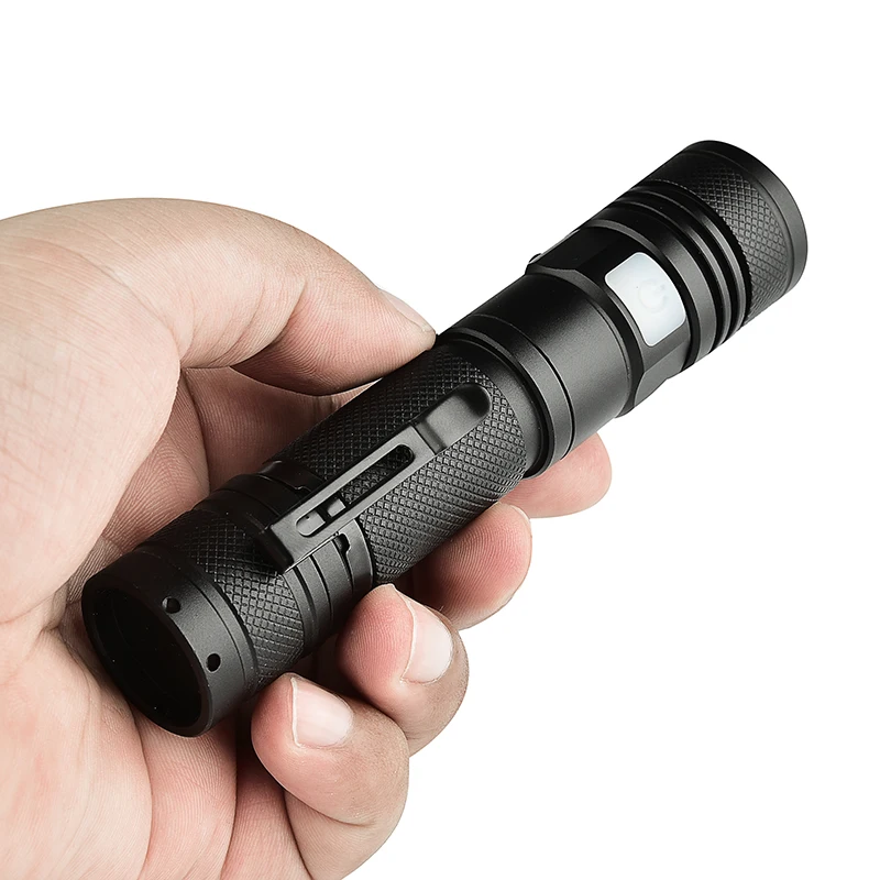 Led Flashlight USB Rechargeable XM-L2 U3 Torch Adjustable Zoomable Focus 3 Switch Modes Waterproof