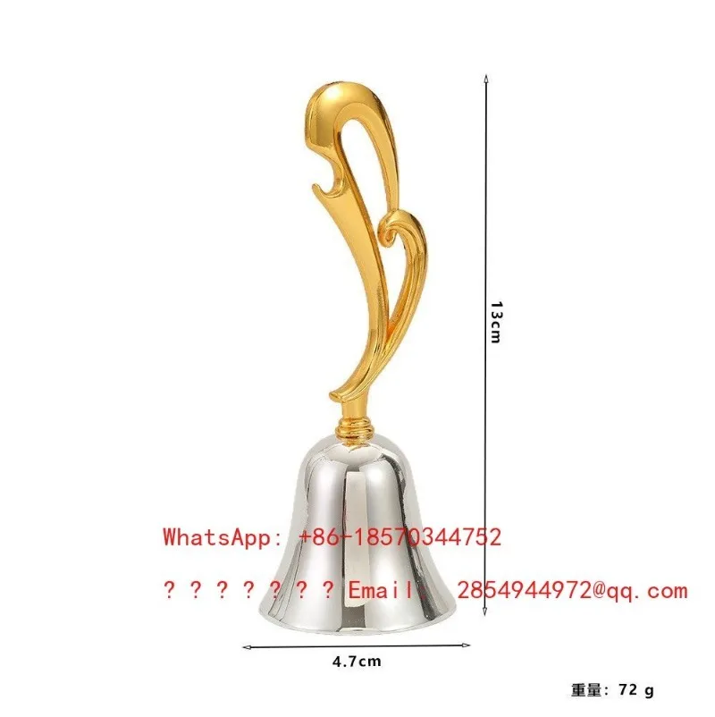 European Alloy Hand Bell Luxury Restaurant Service Call Bell Photo Prop Desktop Decor for Escape Room Game
