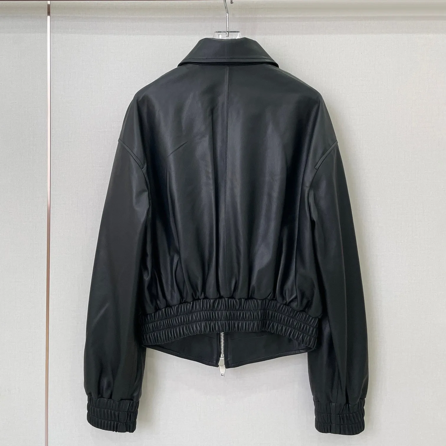 2026 Genuine Imported Sheepskin Leather Jacket Women Cool Biker Lapel Zipper Short Cropped Moto Coat