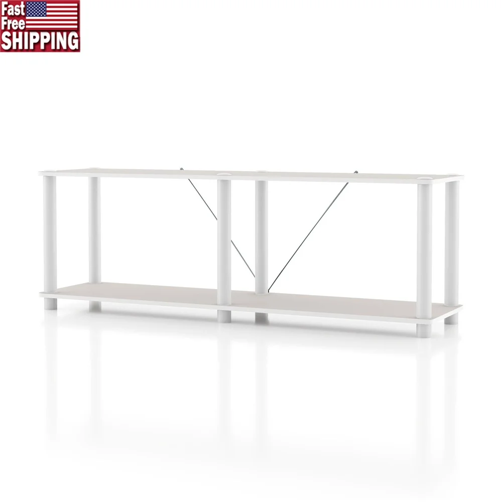 

Open Display Shelf Bookcase 2-Tier TV Stand Modern Storage Solution Home Office Studio Dorm Room Easy Assembly