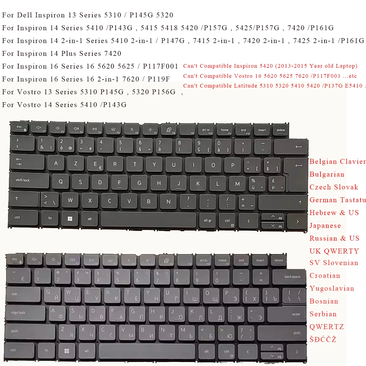 

Новая клавиатура BE Brazil Czech GR Hebrew RU UK US Croatian для Dell Inspiron 5410 5415 5420 5425 5620 5625 7415 7420 7620 с подсветкой