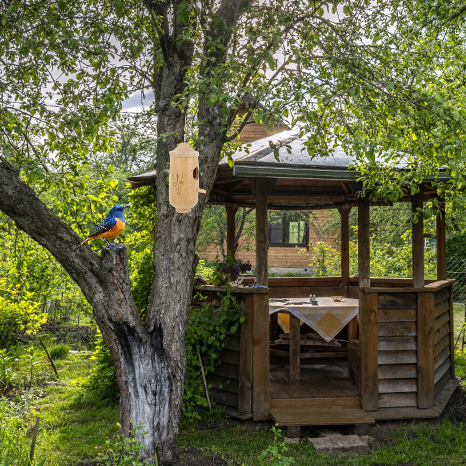 

Hanging Hummingbird House Strong Wood Material Adorable Design Comfortable Living Space Garden Yard Balcony Hummingbird House