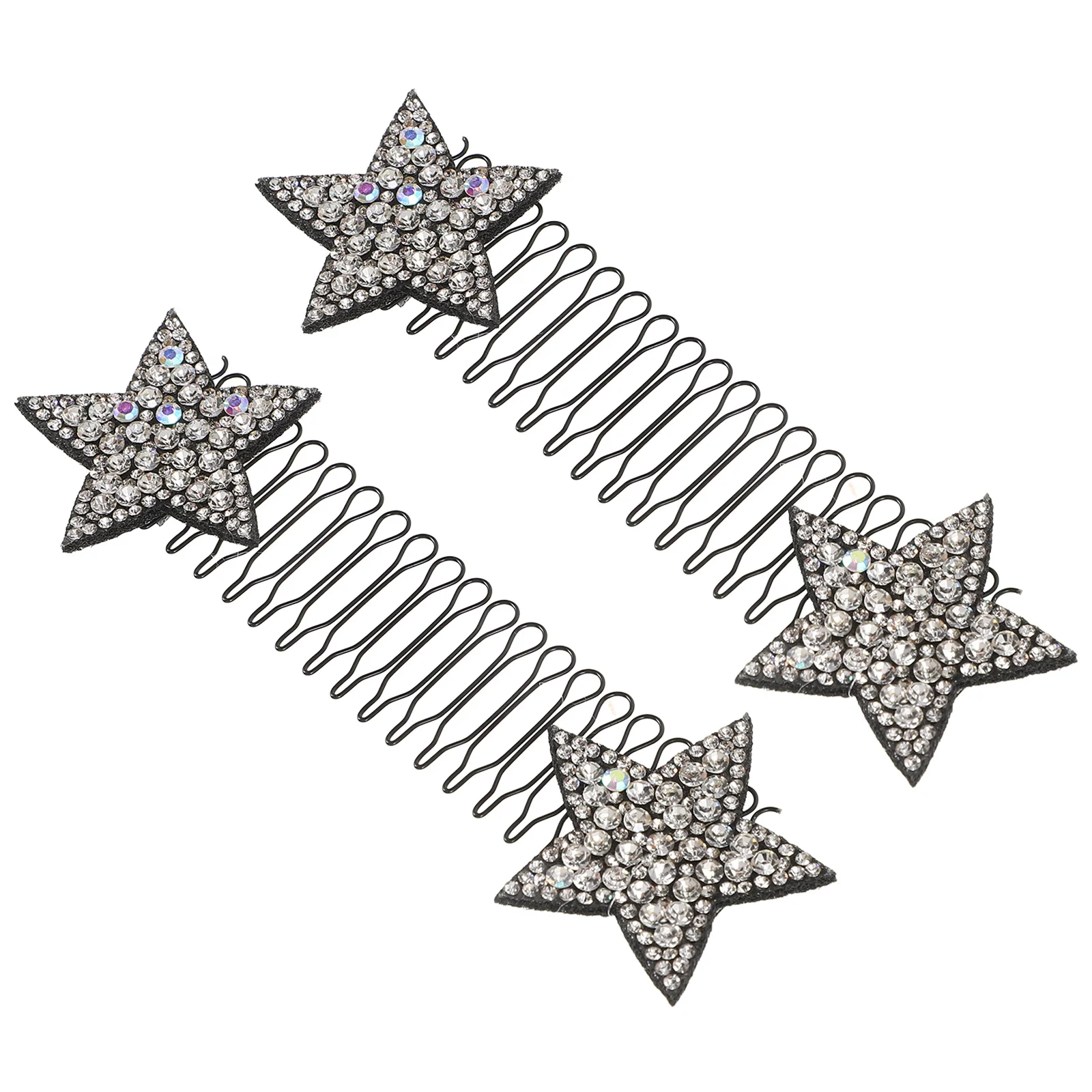 

2pcs Colorful Star Hair Clips Silver Invisible Hairpin Styling Tool For Women Hair Fixer Comb Stretchable Hairstyle Finishing U
