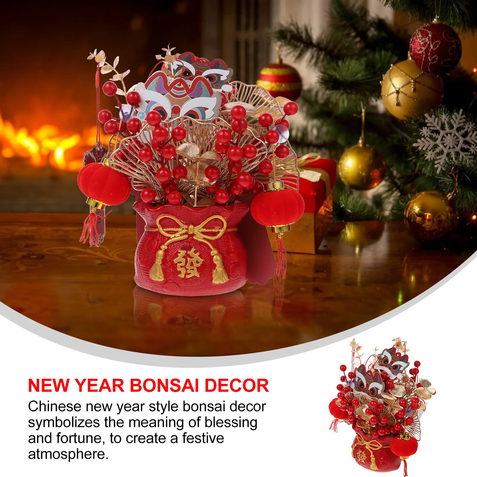 

Artificial Flower Spring Festival Decoration Chinese Style Bonsai Fake Potted Plant Desktop nament Resin Adornment New Year