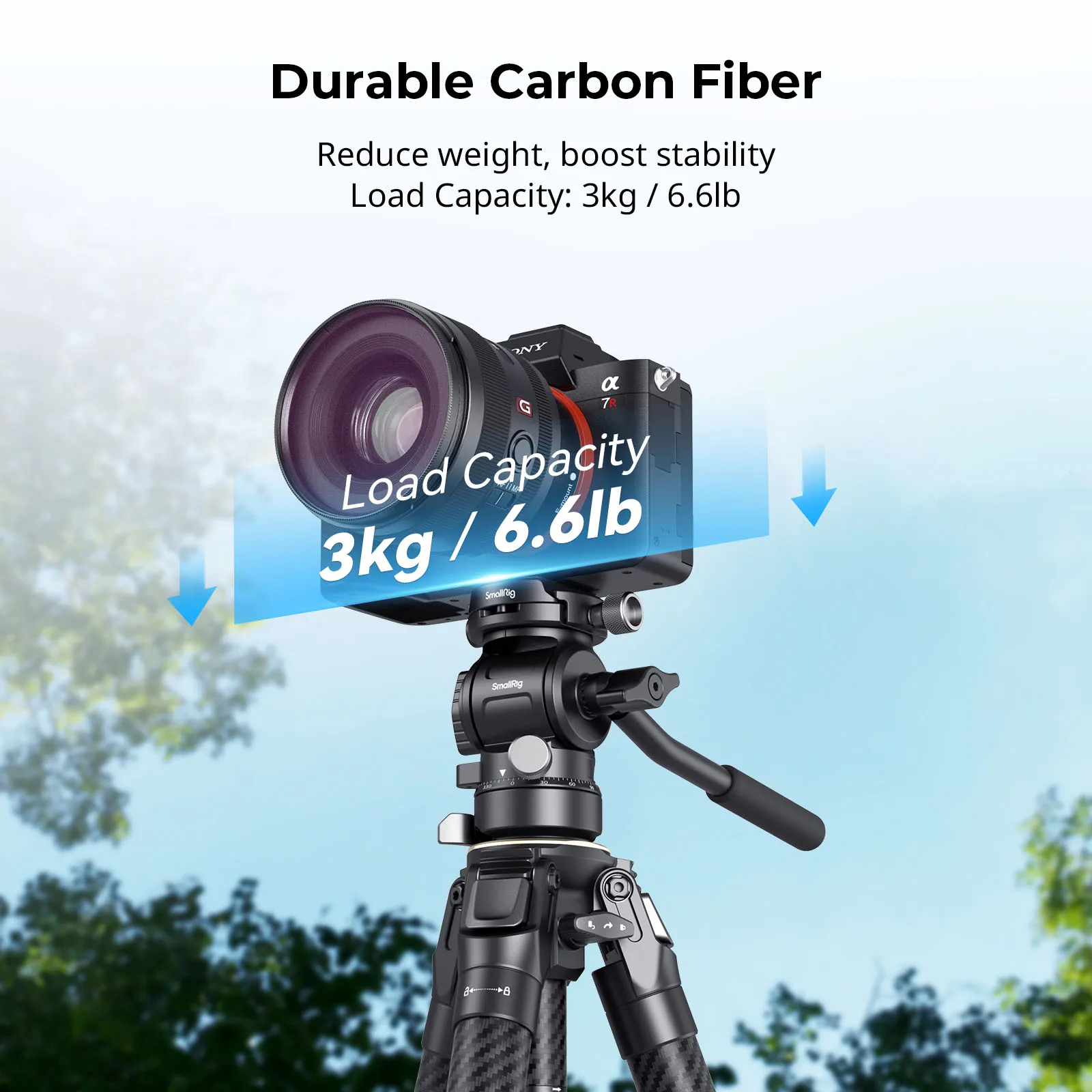SmallRig 5028 Portable Carbon Fiber Travel Tripod Kit with Tripod Head Short Center Column for DSLR Camera for Ball Heads