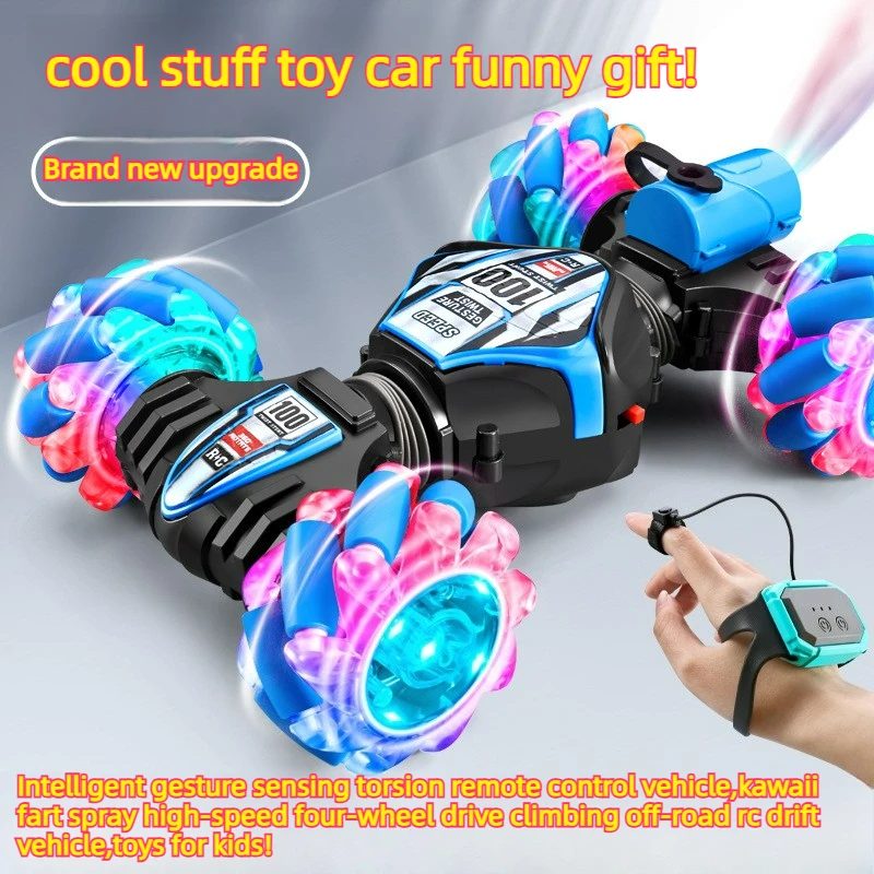 Cool Stuff Rc Cars Funny Gift-Gesture Sensing Twist Remote Control Car,Kawaii Fart Spray 4WD Off-road Rc Drift Car,Toys for Kids