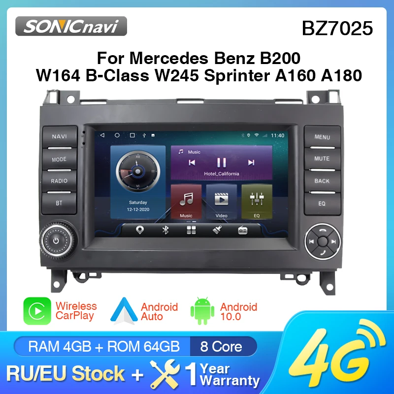 AKAMATE Android Car Radio for Mercedes Benz B200 W164 W245 A160 A-Classic B-Classic GPS BT WiFi Stereo Multimedia Player CarPlay