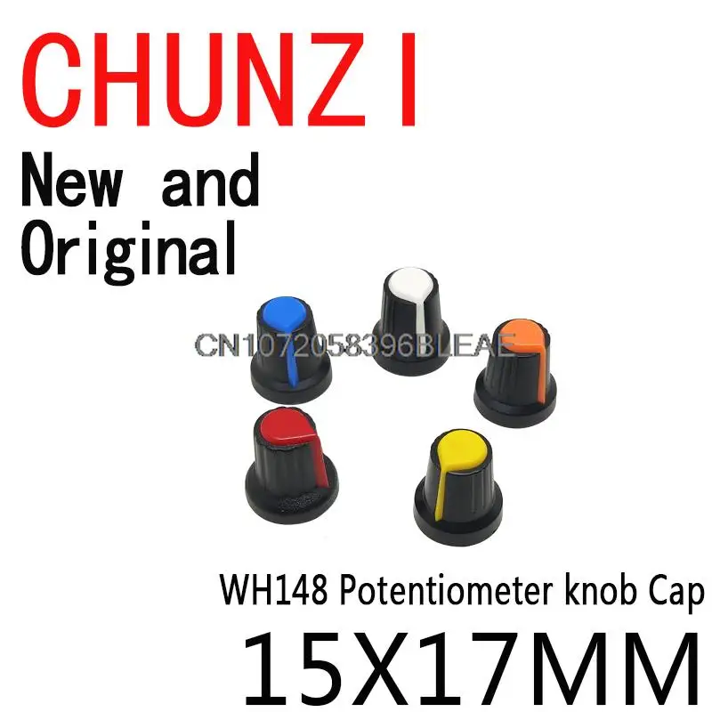 10PCS WH148 Potentiometer Switch Knob Cap Plastic Knob Plum Handle 15X17mm AG2 Handle 6mm Black Red Yellow Orange White Ibuw