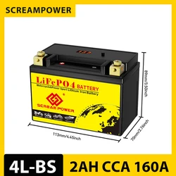 4L-BS Lithium Motorcycle Battery,160CCA,for Honda KTM Harley,12V 2Ah Fit ATV,UTV,Scooter,Motocross,Lawn Mower,Jet Ski