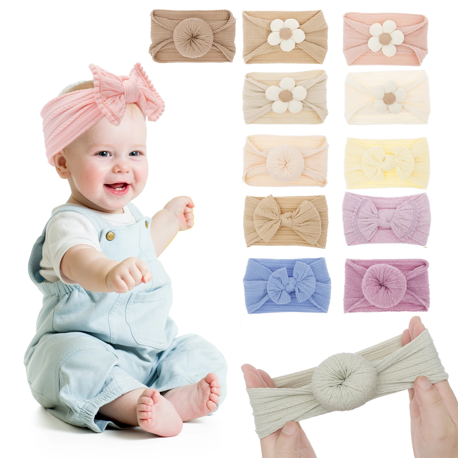 

8-31Pcs Baby Girl Headbands Lot Bows Baby Headband Newborn Gift Elastic Hair Bands Children Turban Kids Infant Hair Accessories