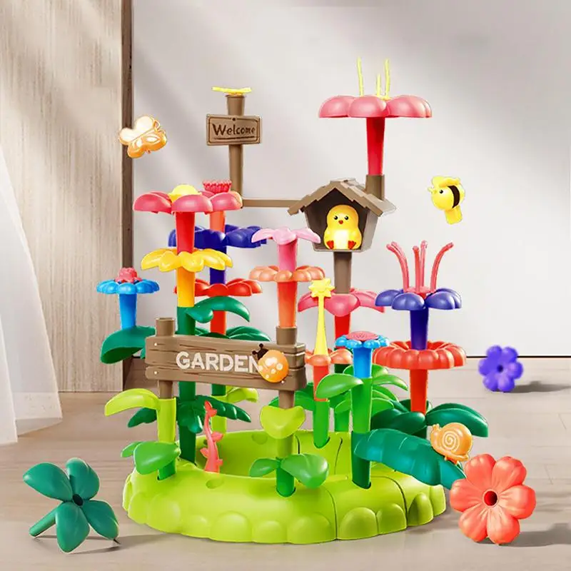 Árbol de apilamiento de flores de juguete, juego creativo e creativo, bloques apilables, juguetes Montessori de aprendizaje