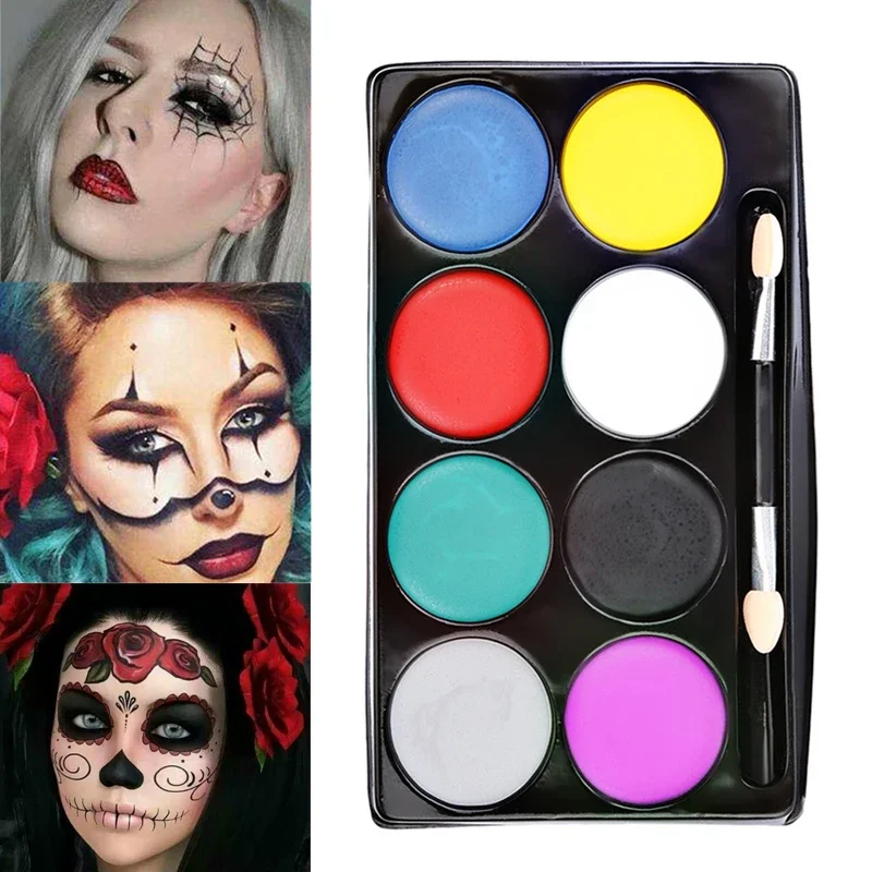 Paleta de maquillaje para arte corporal, pintura al óleo impermeable, pigmento de belleza, tatuaje, para fiesta, Festival, Halloween, 1 ud.