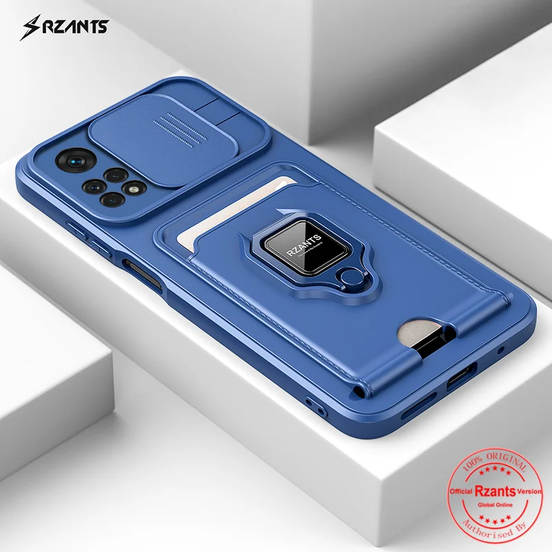 Rzants For Redmi Note 11 Pro + Note 11s Global Camera Lens Protect Phone Case[Bison]Smooth Push-pull card holder ring Case Cover