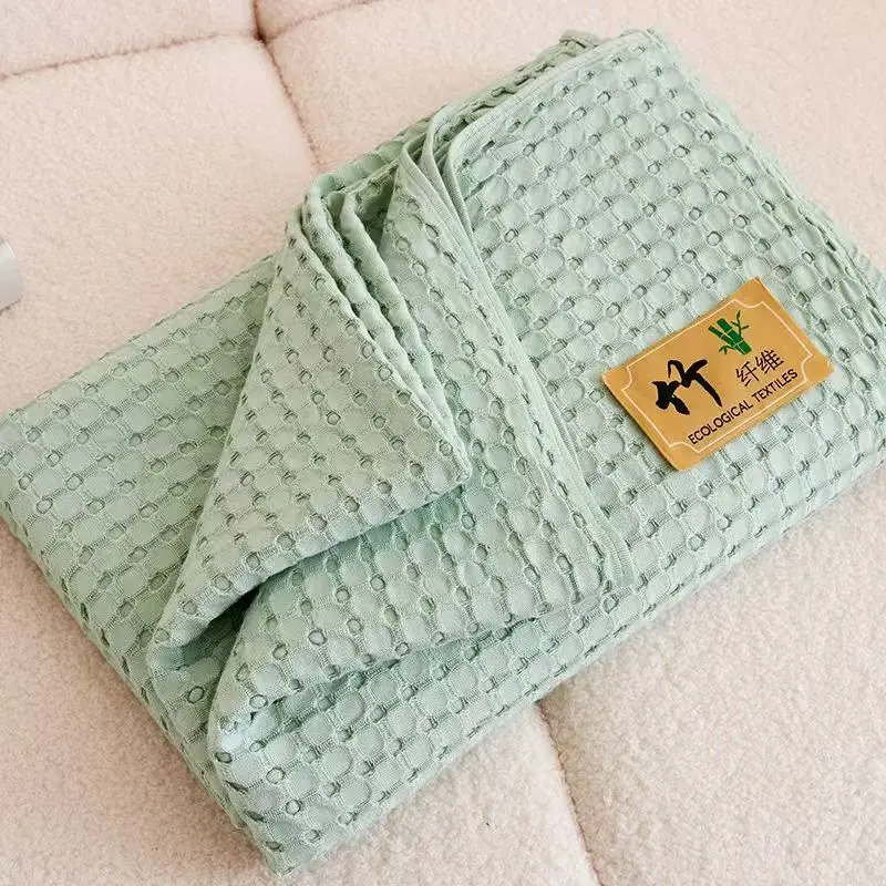 100% Bamboo Fiber Blanket Cooling Antibacterial Towel Quilt Summer Solid Color Bedding For Children Single Double Bed Blanket