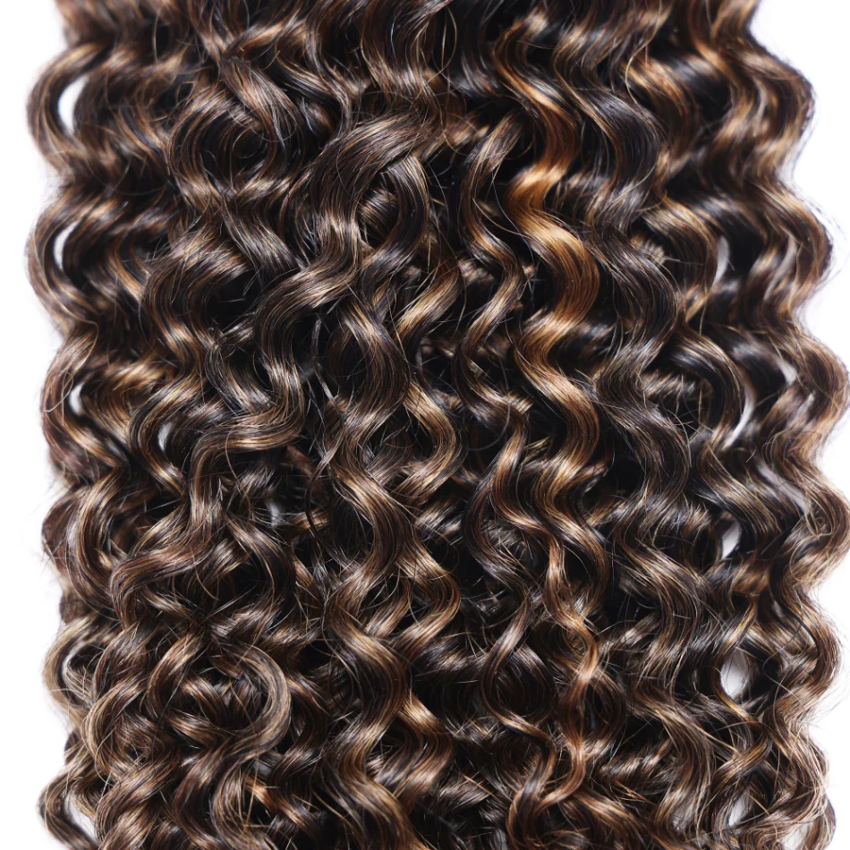 Unice Hair 3/4 Bundles Brazilian Jerry Curly FB30 Highlight Brown Colored Hair Extensions Remy Wavy 100% Human Hair