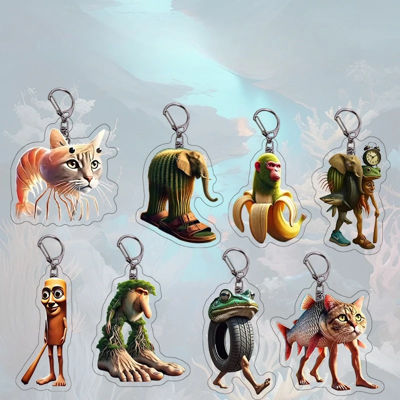 

Italian Brainrot TungTungSahur Acrylic Keychain Creative Festival Wooden Sti Man Tire Monkey Banana Design Unique Souvenir Toy