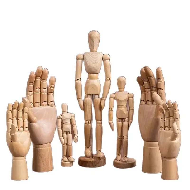 

32CM figure statue Nordic Wooden hand ornaments modeling decoration creative retro home desktop decoration maison