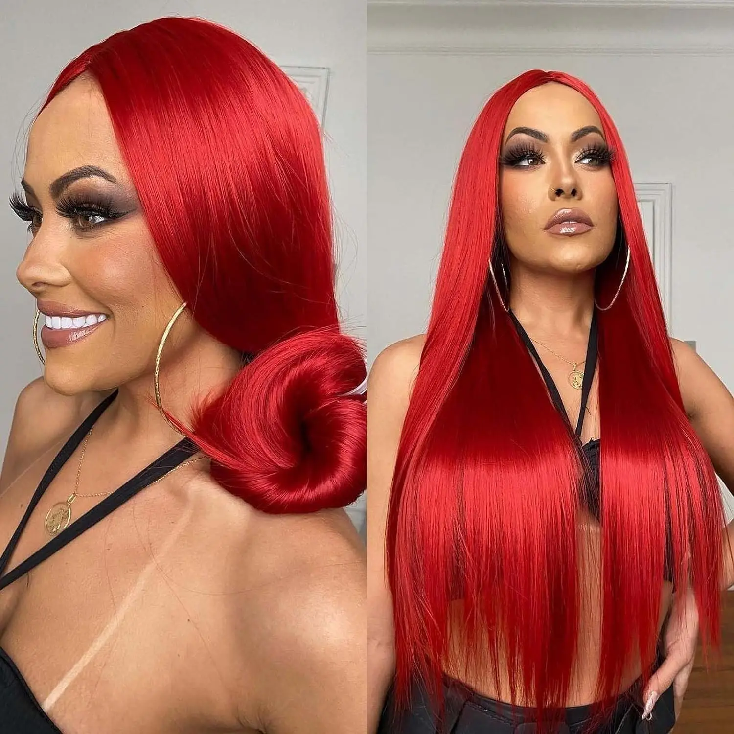 

30 Inch Red Straight Wig Human Hair 13x4 Hd Lace Frontal Wigs Human Hair Brazilian Colored Straight Lace Front Wig Density 250%