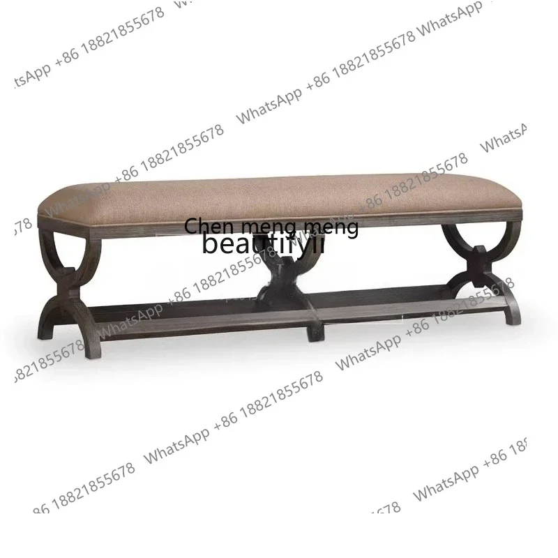 

ss1001 American oak solid wood end stool bedroom front stool French retro old foyer shoe change, stool