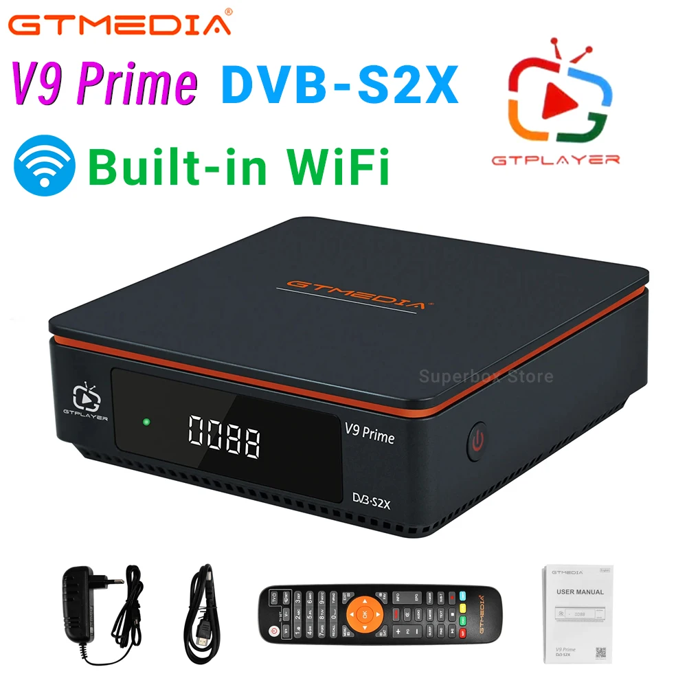 GTmedia V9 Prime Satellite Receiver Built-in WiFi DVB-S/S2/S2X HEVC Support CA Card Full HD 1080P Set Top Box