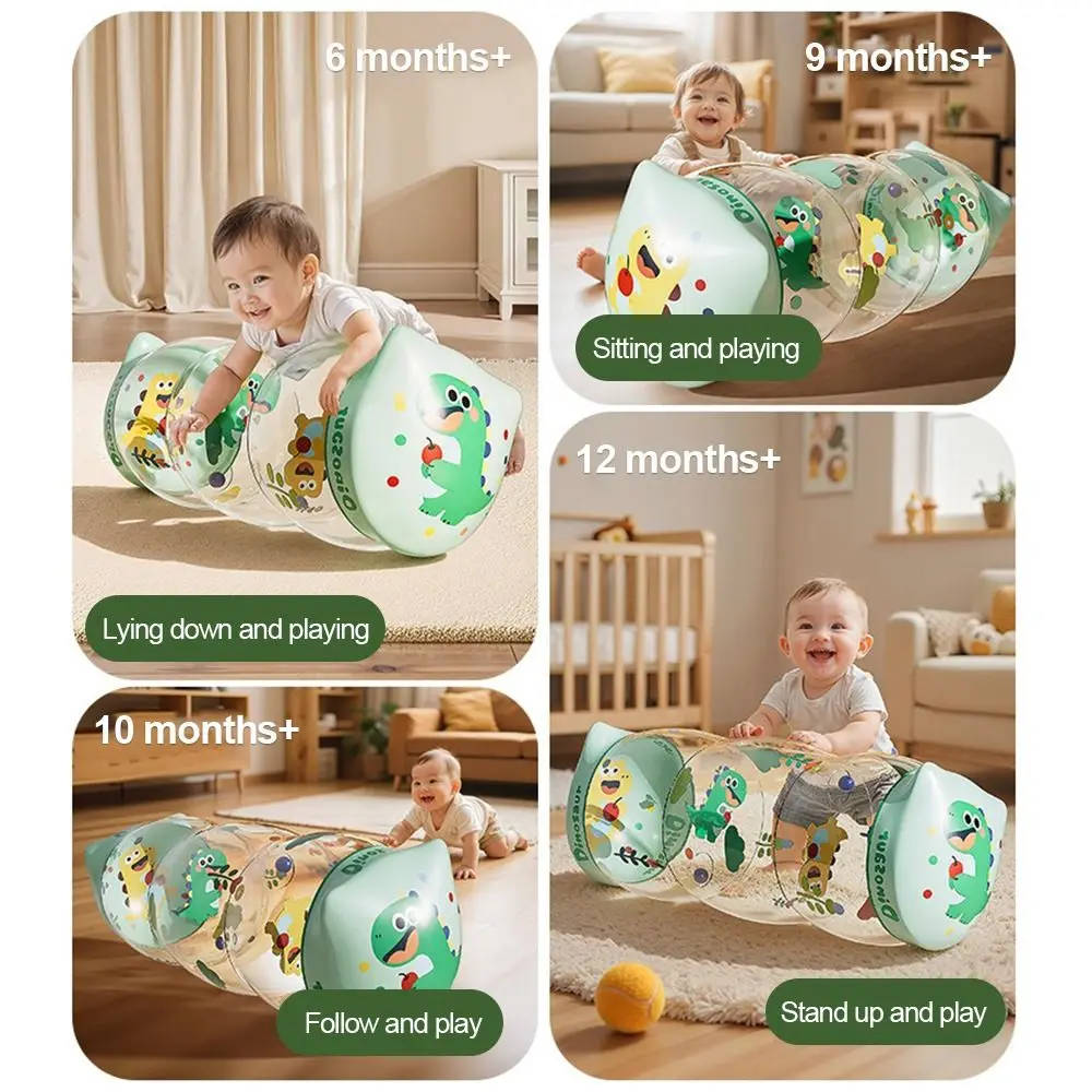 PVC製インフレータブルクロールローラー恐竜プリント感覚活動フィットネスローラーおもちゃ刺激的なインタラクティブ