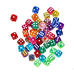 50PCS Colorful Transparent Rounded Dice 14mm Colored Dice Set Entertainment Screen Colored Dice