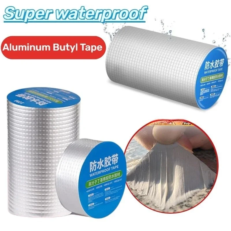 

Anti Leakage Tape Aluminum Foil Butyl Rubber Tape Super Resistant Waterproof Self Adhesive for Wall Crack Roof Pipe Repair Tools