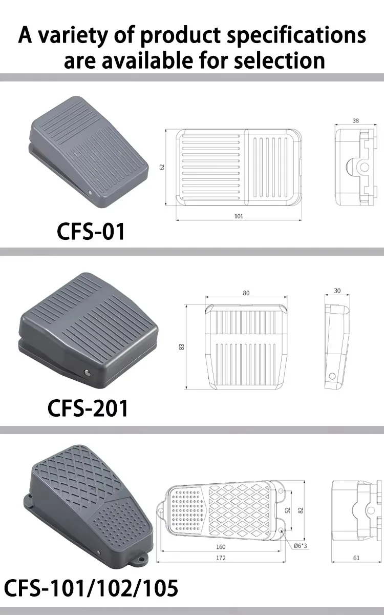 CNTD CFS-101 CFS-102 CFS-105 Foot Switch Pedal Momentary Alternate 10A 15A 16A 250V ABS Industrial Micro Switch