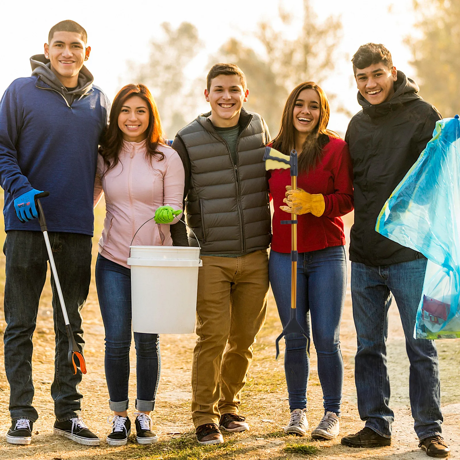 

Многофункциональный зажим для мусора, профессиональный желтый захват, универсальный зажим из алюминиевого сплава