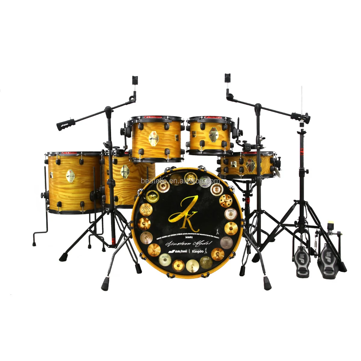 Complete Professional Acoustic Drum Set 22 Inch Bass Portable Basswood Percussion Kit For Adult Beginner Home And Stage