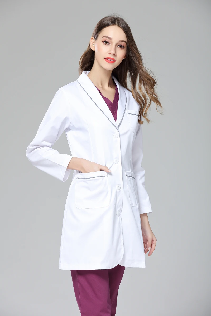 Autumn Women Anti-wrinkle Long Sleeve White Uniform Dental Clinic Lab Outcoat Skin Care And Beauty Salon Working Overall