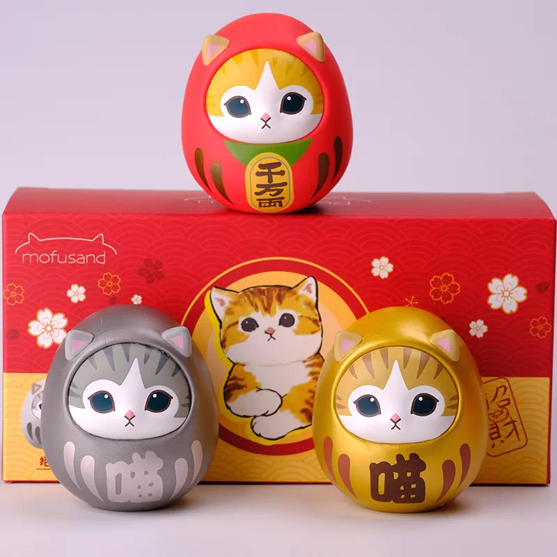 3 Pcs/Set Mofusand 6cm Figure Egg Kawaii Lucky Damo Cat Doll Model Ornament Gift Anime Collect Statue Periphery Mascot Toy Gift