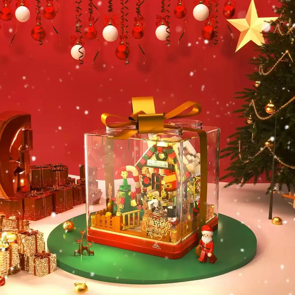662023 Christmas snow house building blocks toy ornaments, Christmas peace fruit model assembly, children's Christmas gift