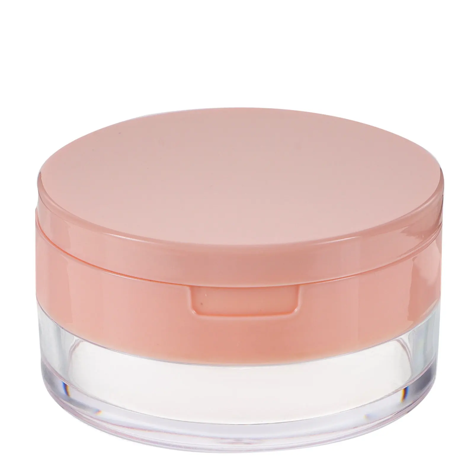 Pink Portable Empty Powder Container Double Layer Design Mirror Leakproof Powder Puff Case Makeup Storage Travel Essential