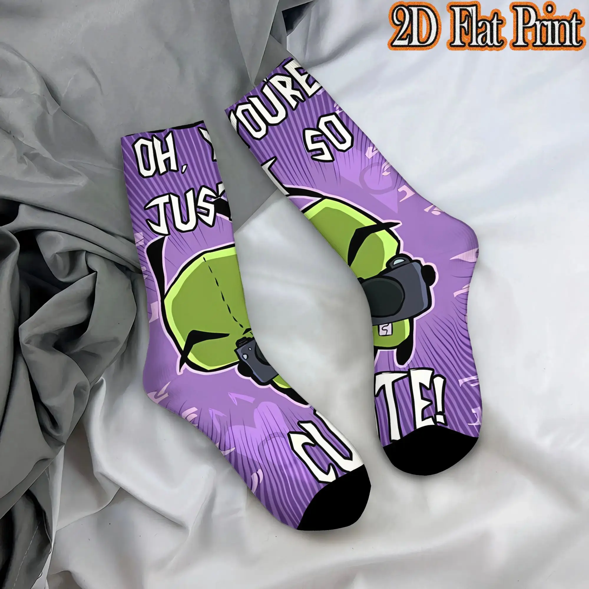 Invader Zim Anime Vintage  Street Style Novelty Casual Mid Tube Winter Sock Sports Socks