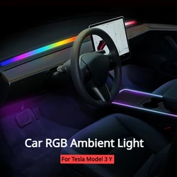 Per Tesla Model 3 Y Car RGB Ambient Light presa d'aria automatica lampade Decorative a LED striscia di illuminazione per cruscotto con controllo APP