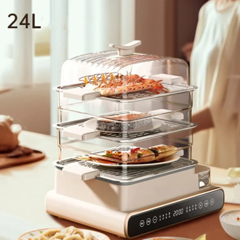 

Бытовая техника Электрическая пароварка на 24 л Многофункциональная бытовая трехслойная пароварка для яиц Встроенная пароварка большой емкости с E