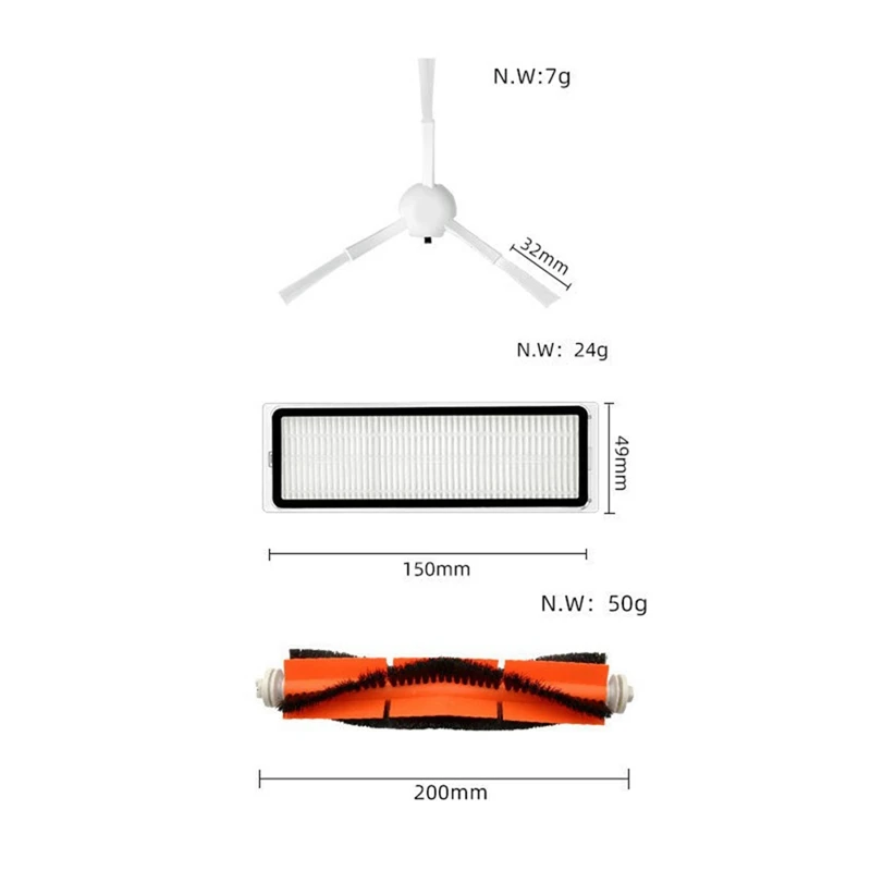 Боковая щетка, фильтр НЕРА и салфетка для мытья для робота-уборочной машины Xiaomi 1C, швабра C1, сменные детали, аксессуары