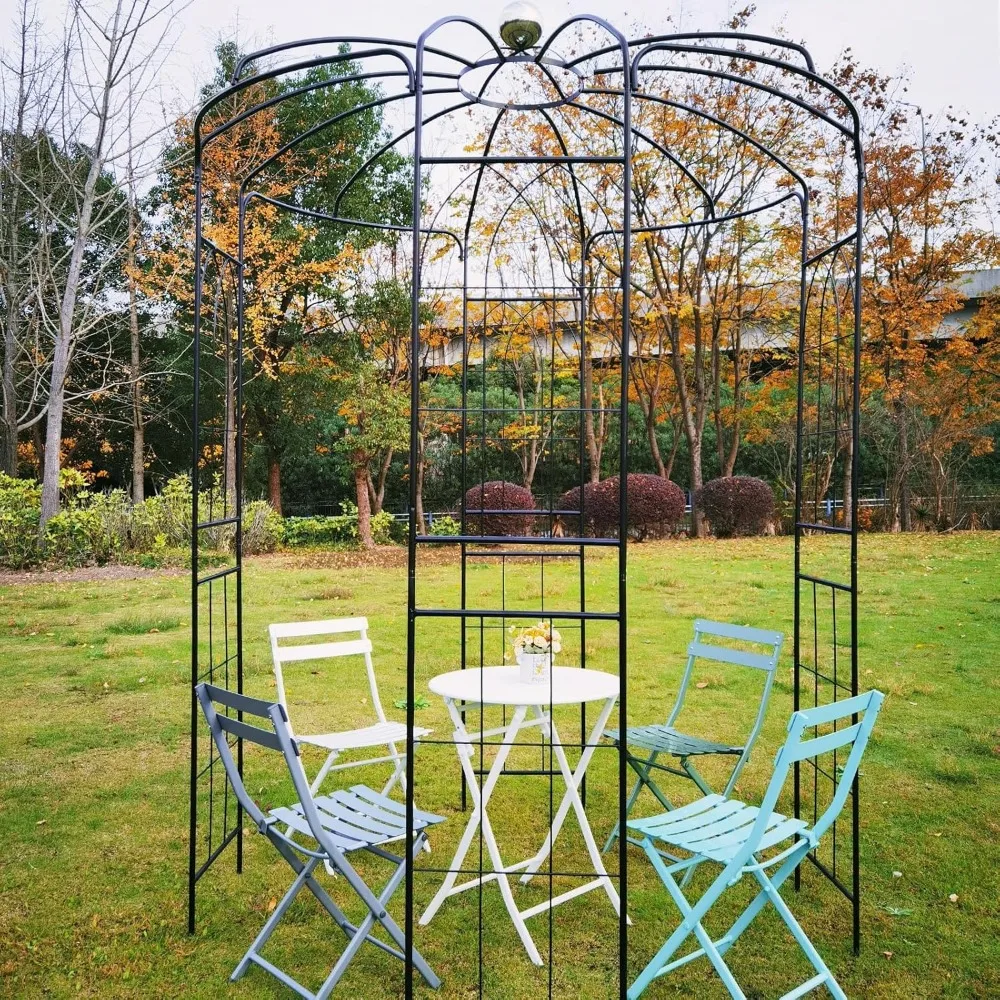 

Giantex Birdcage Shape Gazebo - 9.4' H x 6.8' W Metal Arch Trellis for Climbing Plants Clematis Vines, French Style Pergola Pavi