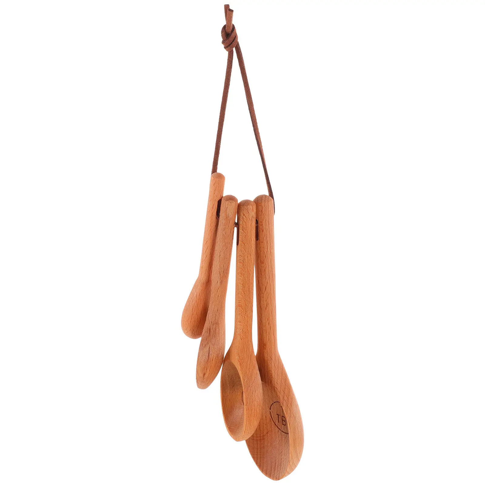4Pcs Natural Wooden Measuring Spoons Set Coffee Measuring Spoon Tea Scoop for Loose Leaf Ground Beans Sugar Salt Wear Resistant