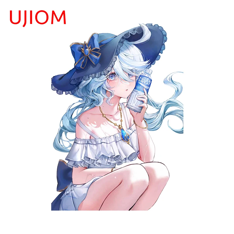 UJIOM 13cm X 9.2cm Beautiful Furina Wall Stickers Nice Laptop Refrigerator Decor Decals Creative Children Bedroom Accessories