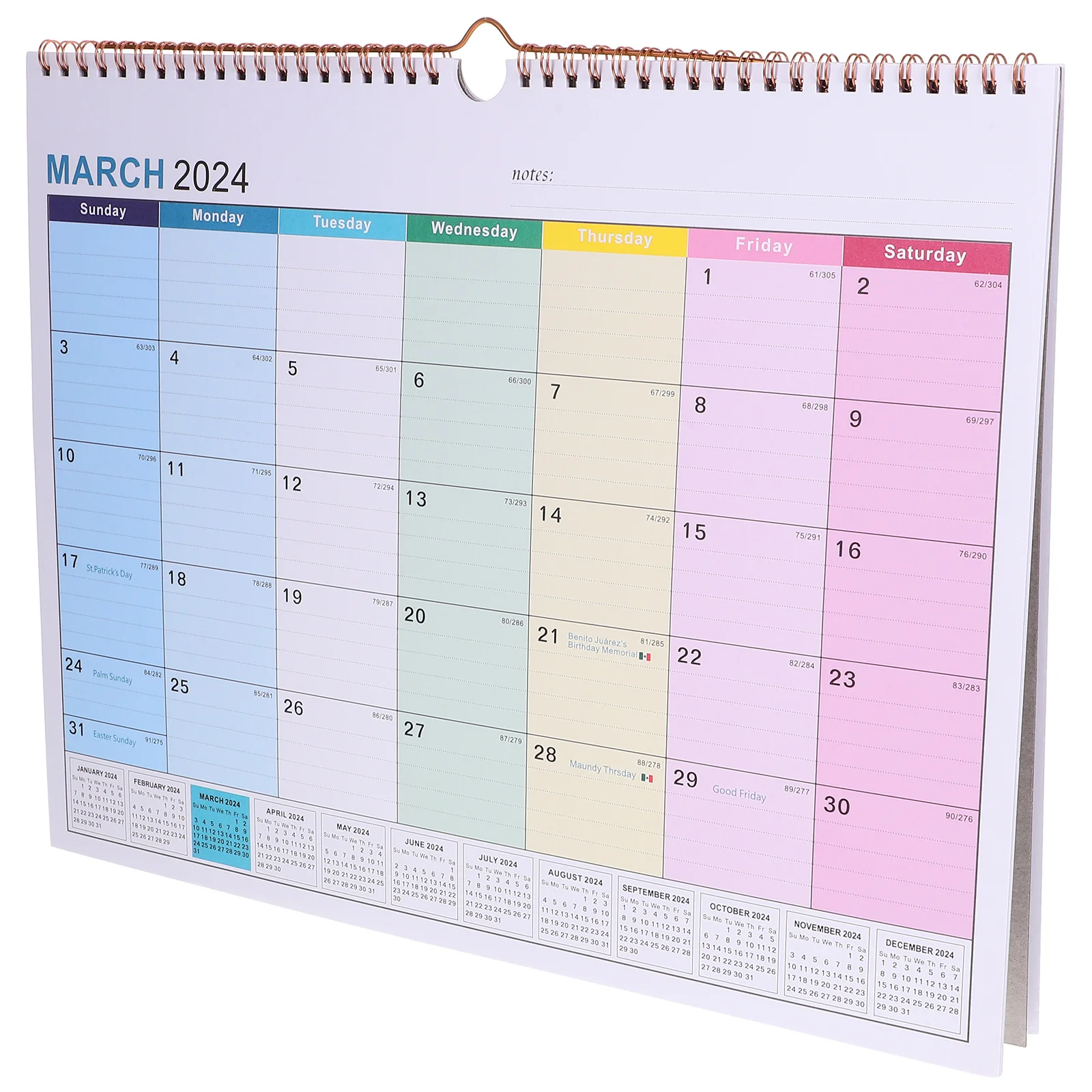 

Hanging Calendar 2024-2025 Wall Calendar English Monthly Large Sturdy Daily Use for Home Office Holiday Countdown Room Decor